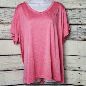 Under Armour Women’s HeatGear Pink Short Sleeve V-Neck Tee Size 2X